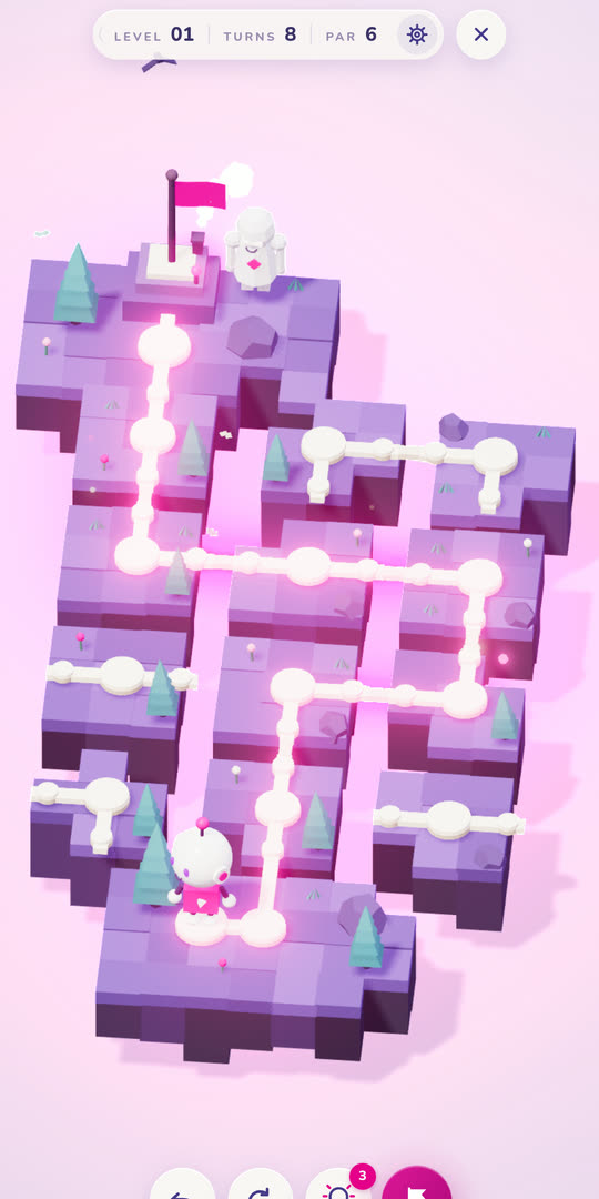 A Shift level with the path connected across the violet islands.